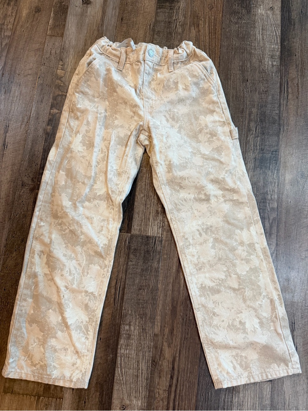 Cat & Jack girls Beige Camouflage jeans - sz 10 adjustable waist